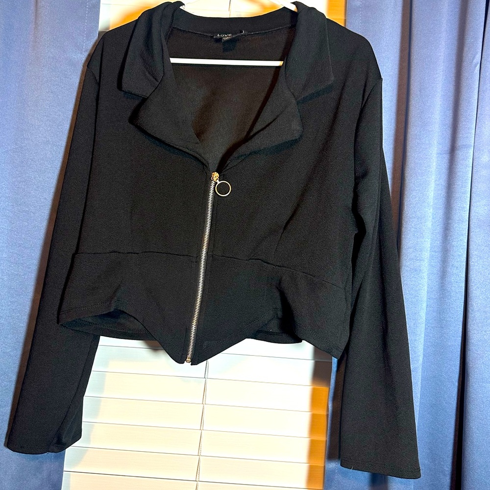 Plus size black long sleeve jacket
